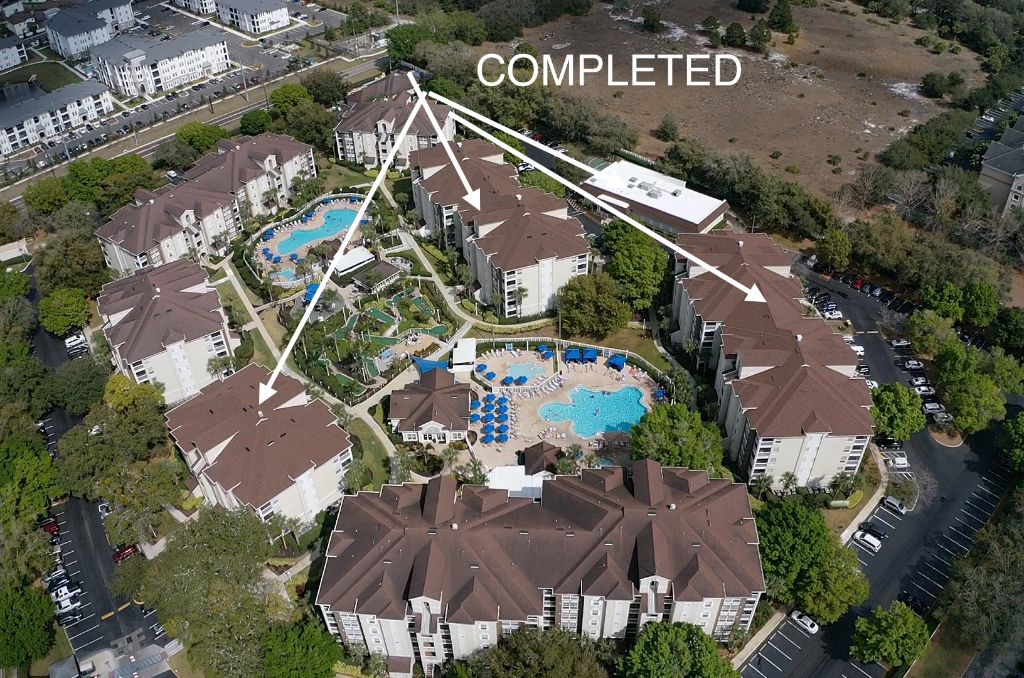 Multi-building resort complex roofing project completed in Ocala, FL - CBC Construction Group commercial roofing